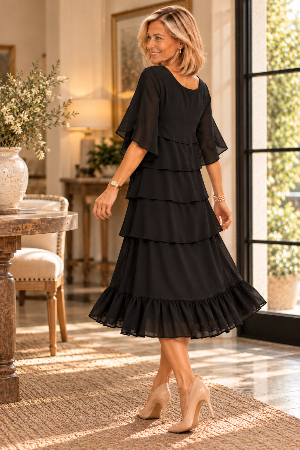 Elizabeth | Ruffle Midi Dress