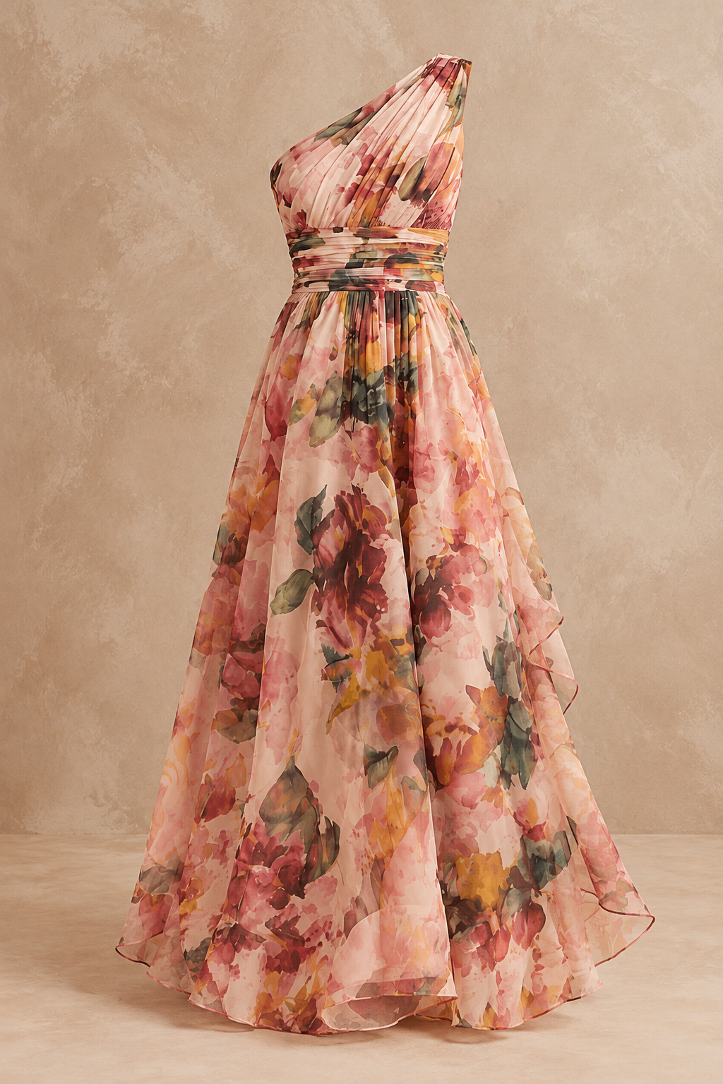 BEATRICE | One-Shoulder Chiffon Dress