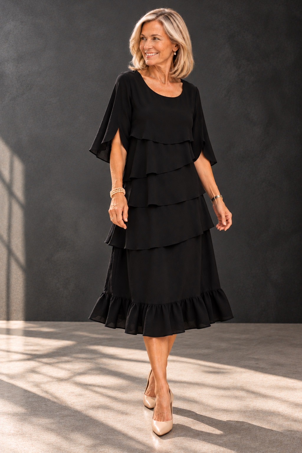 Elizabeth | Ruffle Midi Dress
