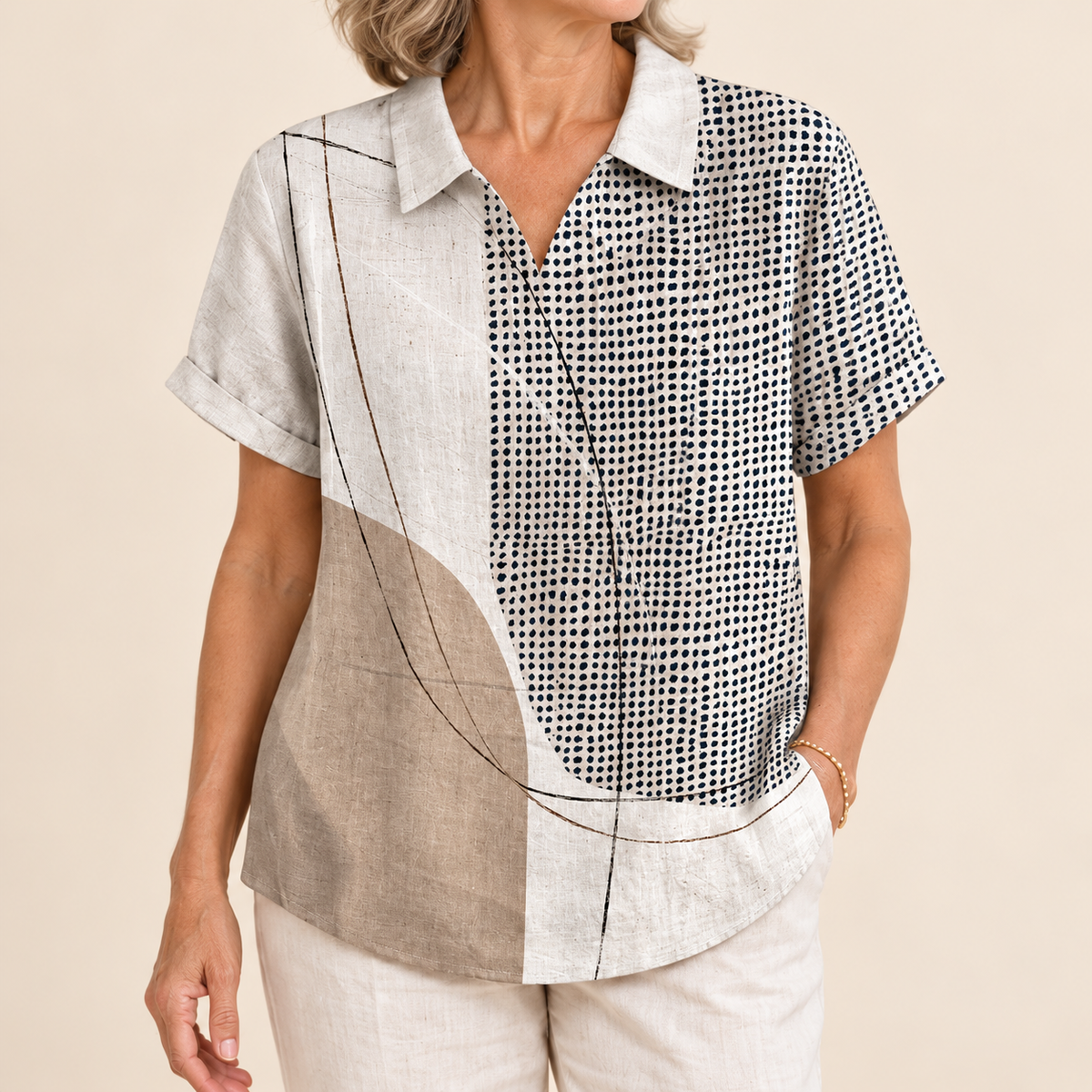 Lana - Shirt with Abstract Dots and Lines