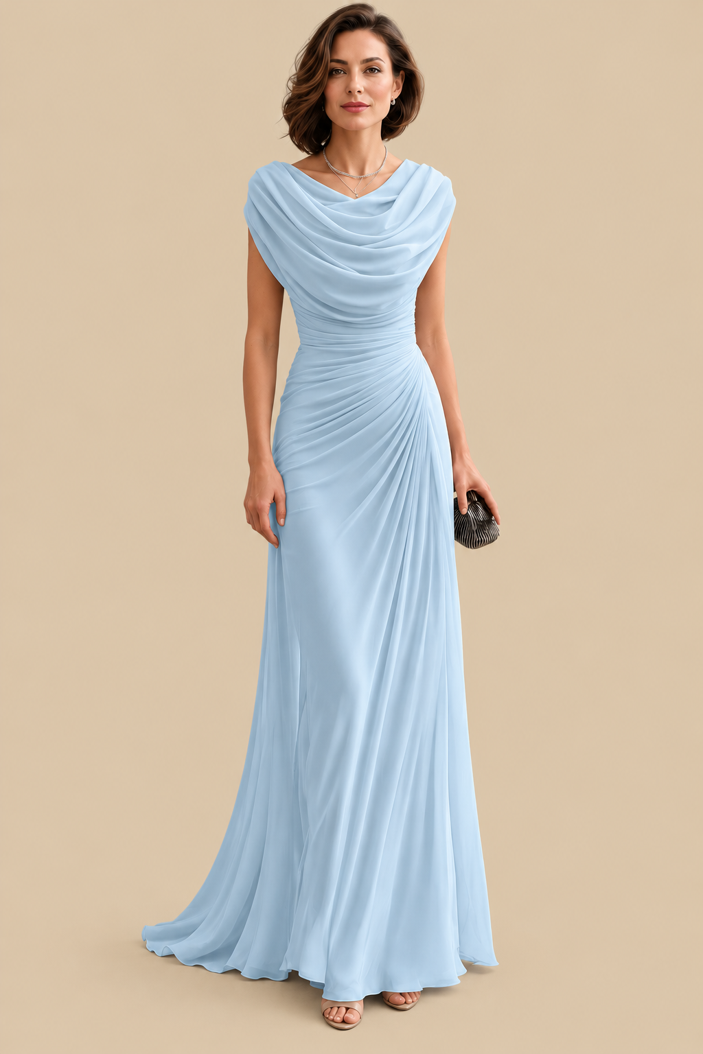 Jilliann | Draped Cowl-Neck Maxi Dress