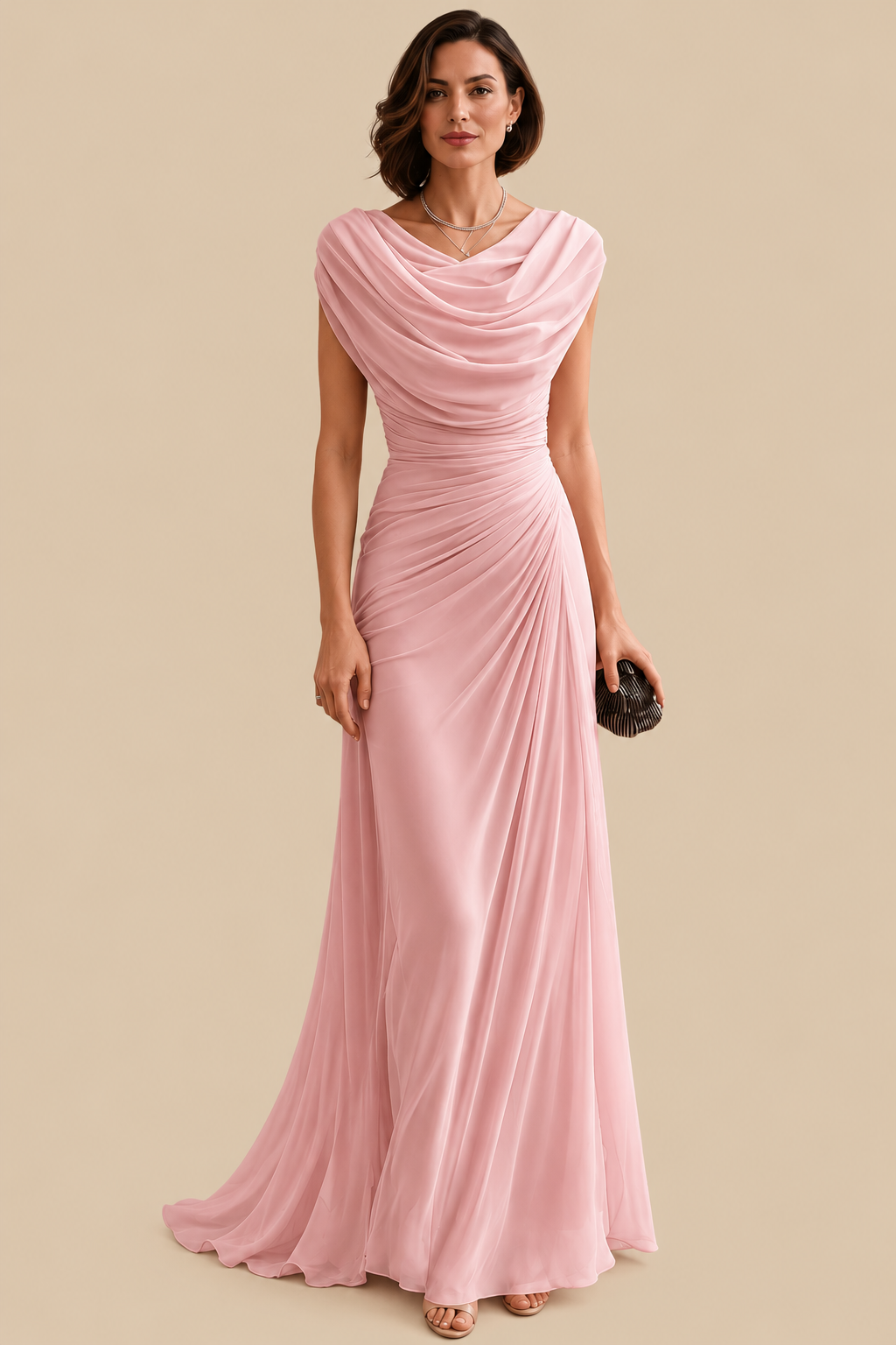 Jilliann | Draped Cowl-Neck Maxi Dress