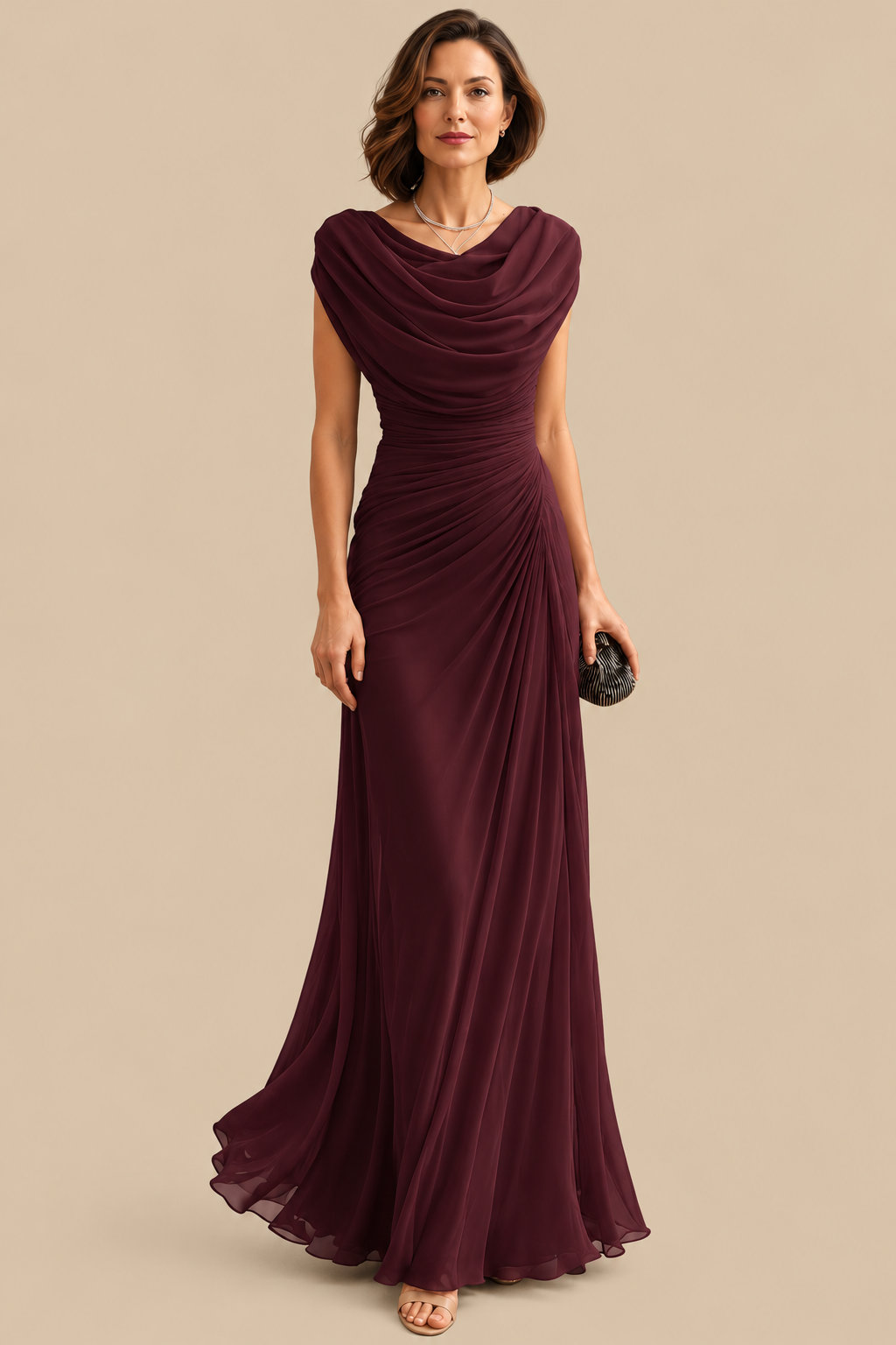 Jilliann | Draped Cowl-Neck Maxi Dress