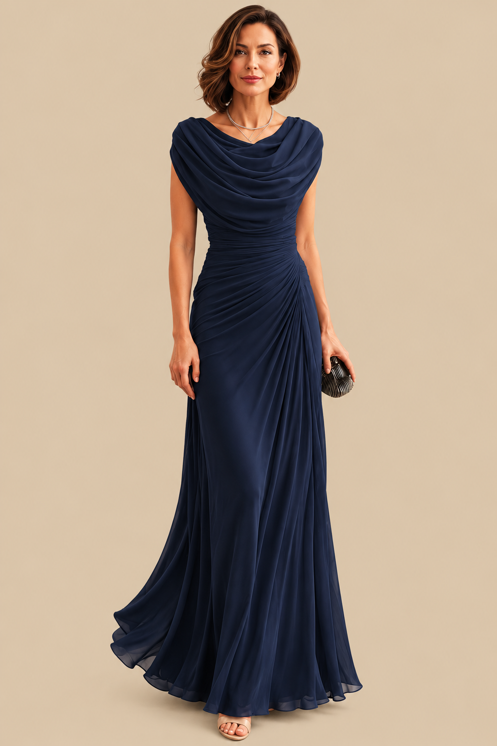 Jilliann | Draped Cowl-Neck Maxi Dress