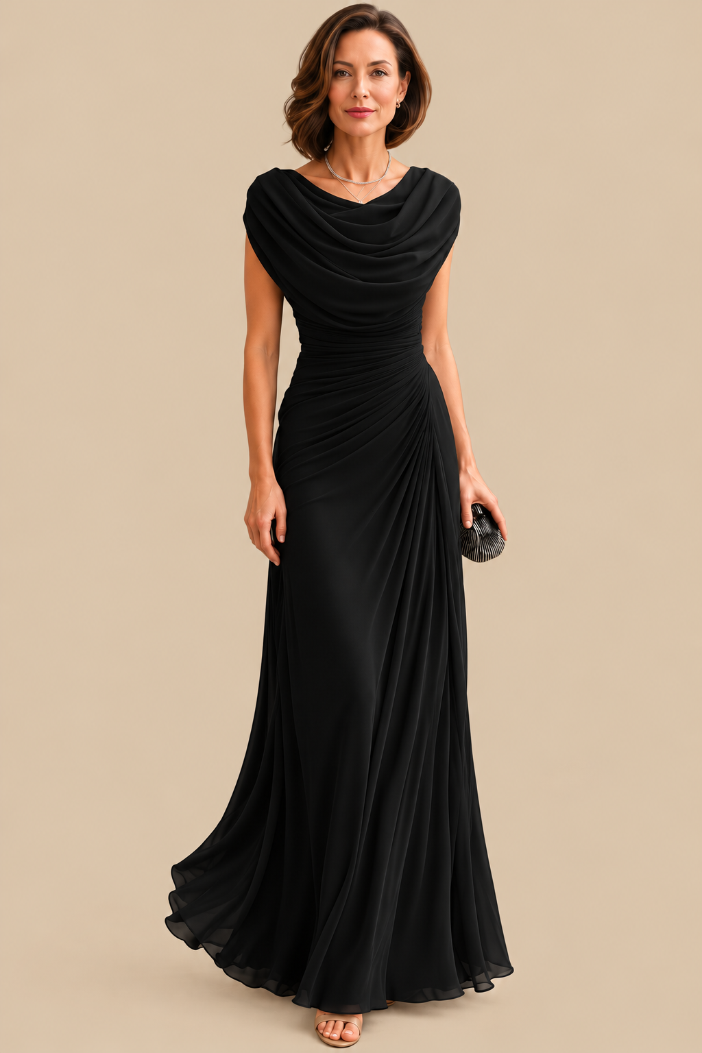 Jilliann | Draped Cowl-Neck Maxi Dress