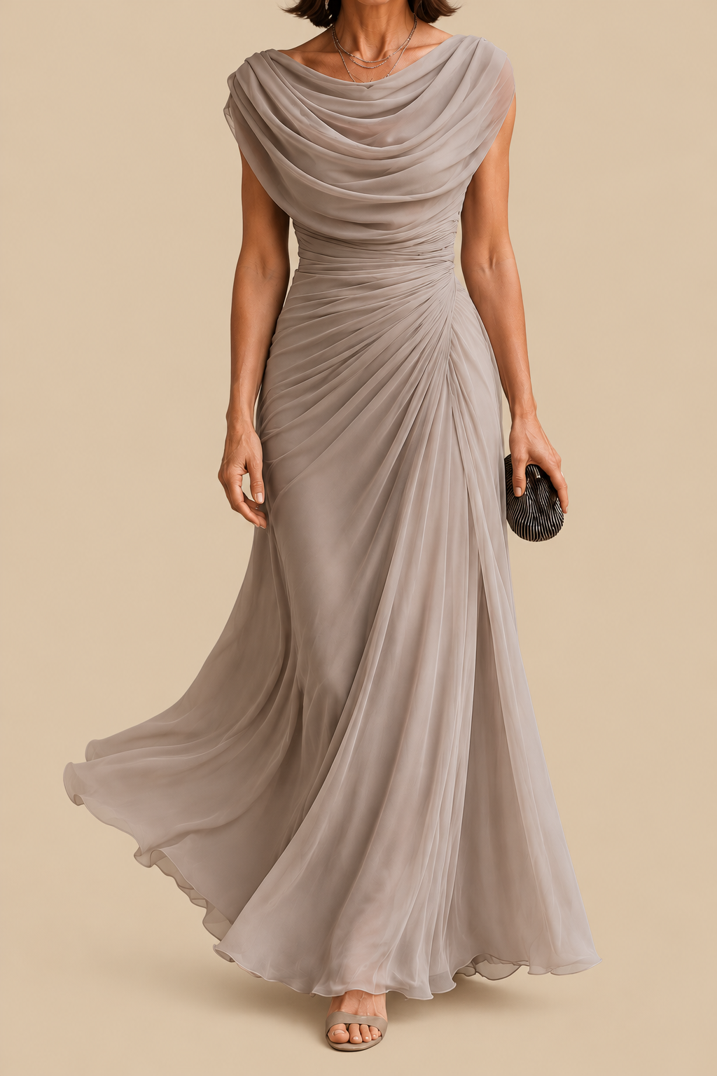 Jilliann | Draped Cowl-Neck Maxi Dress