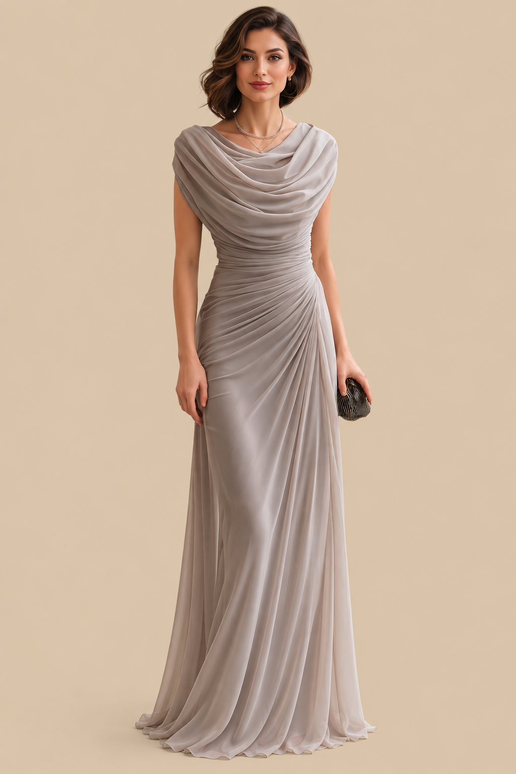Jilliann | Draped Cowl-Neck Maxi Dress
