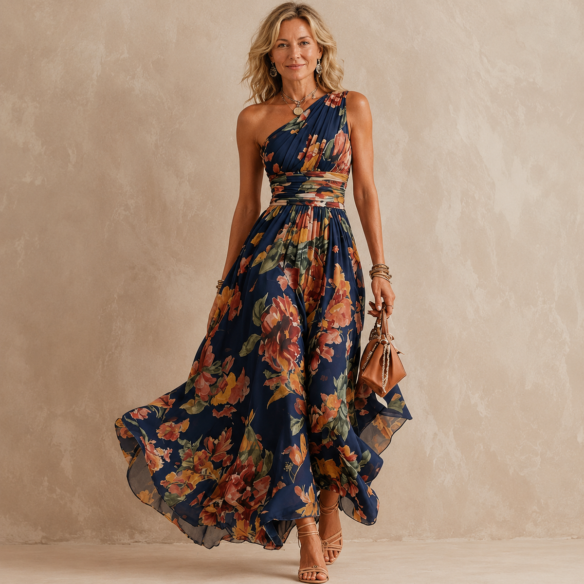 BEATRICE | One-Shoulder Chiffon Dress
