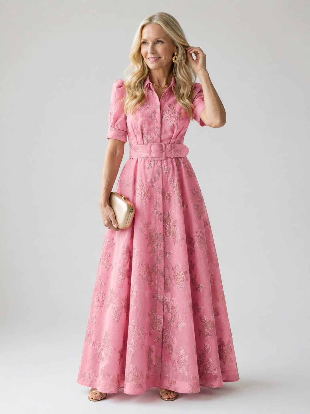 Isla & June | Belted Floral Maxi Dress