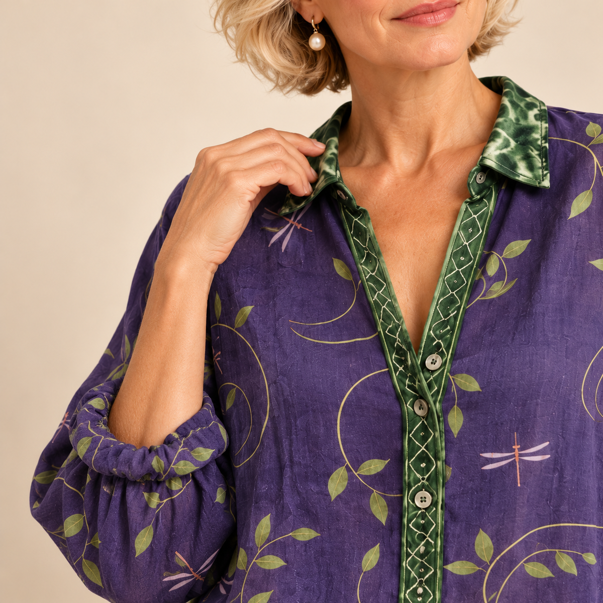 Helena | Women's Linen Long Sleeve Button-Down Blouse