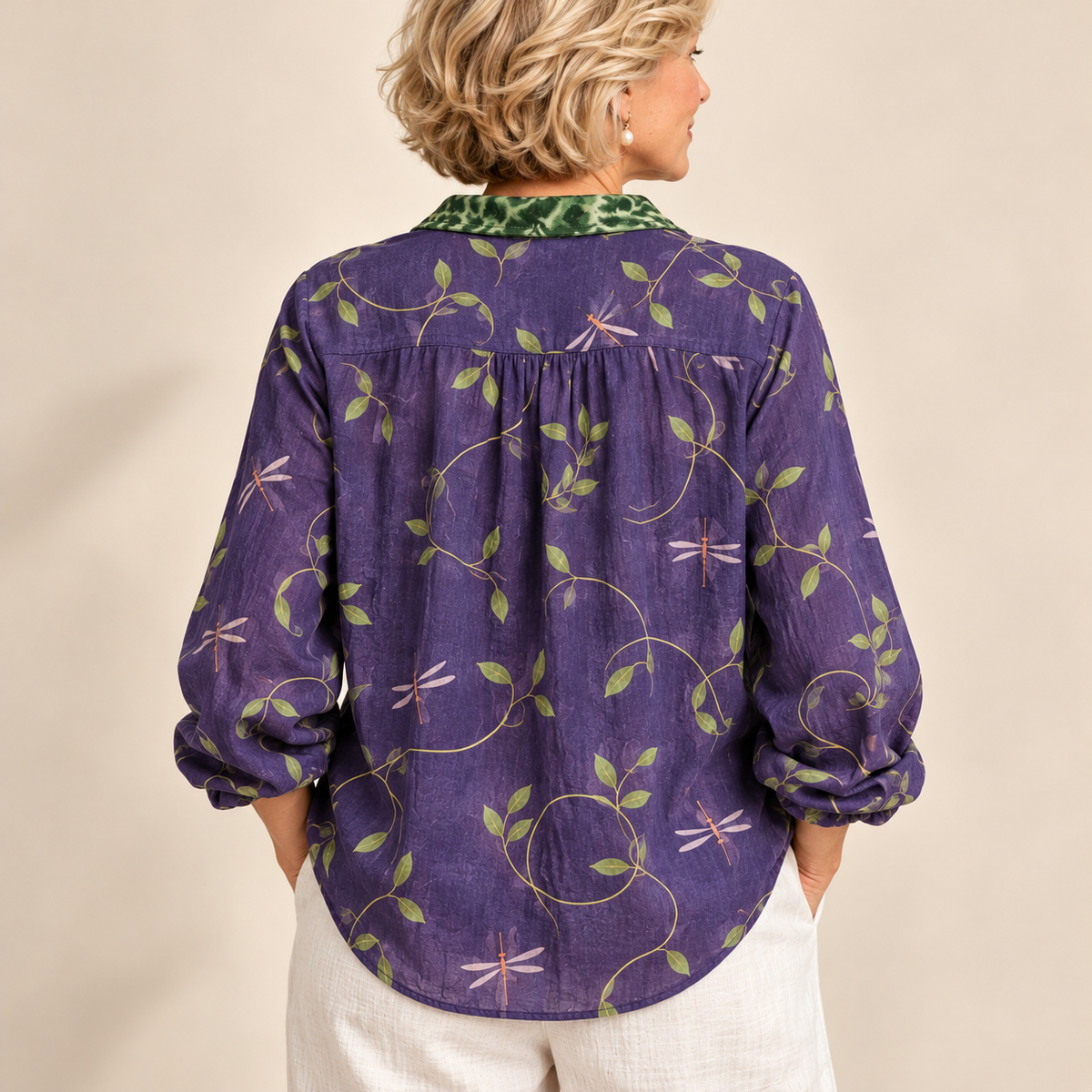 Helena | Women's Linen Long Sleeve Button-Down Blouse