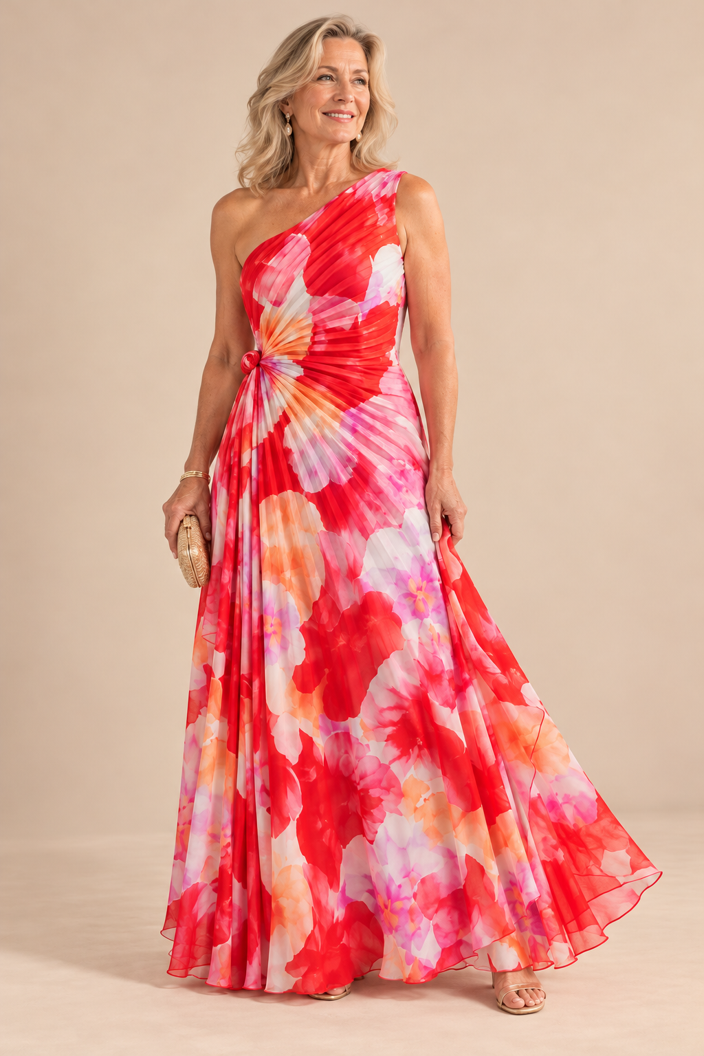 Isla & June | Pleated One-Shoulder Dress